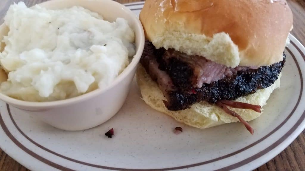 Beef Brisket Sandwich with Mashed Potatoes - 7 Miles Smokehouse