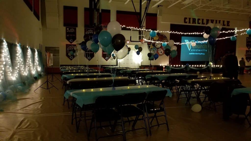 Circleville Middle School Gym Table Area for Night to Shine