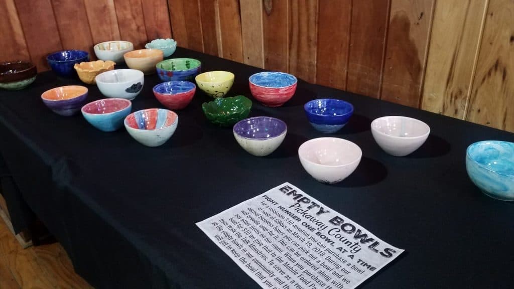 Empty Bowls 2019 set up inside Gibbys Eatery