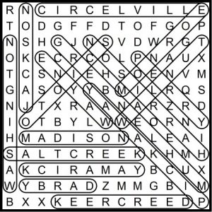 Pickaway County Ohio Townships Word Search