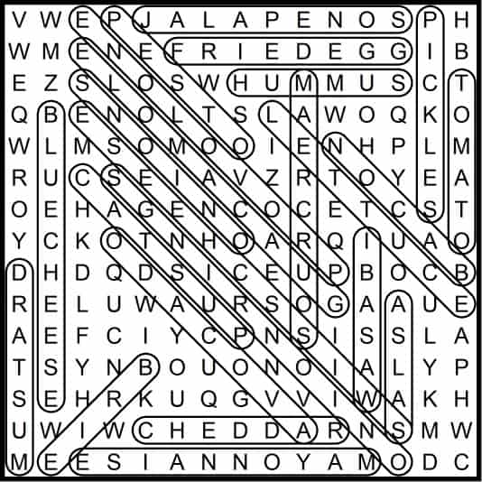 Burger Topings May 2019 Word Search