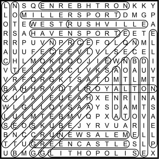 Fairfield Places Word Search May 2019