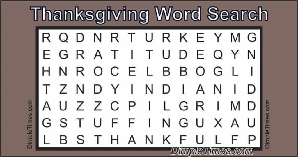 Thanksgiving Day Word Search 2019