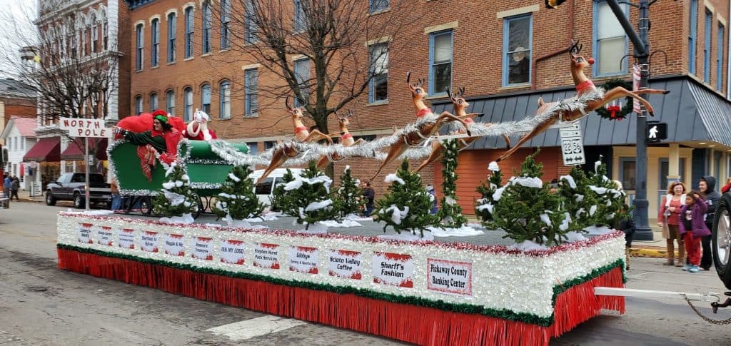 Santa Claus in his sleigh during the Roundtown Christmas Parade