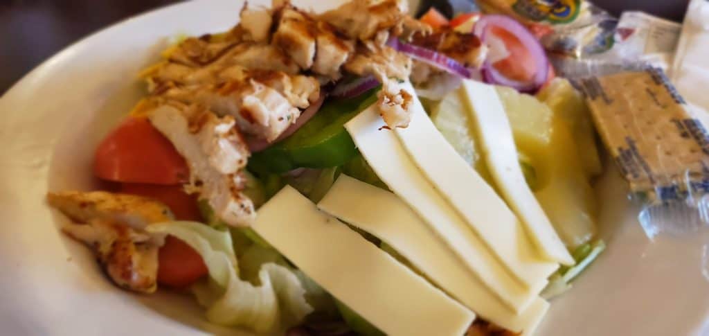 Toppings on the Grilled Chicken Salad at Todd's Mountain View Restaurant