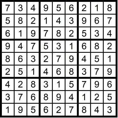 Very Easy Sudoku December 2019