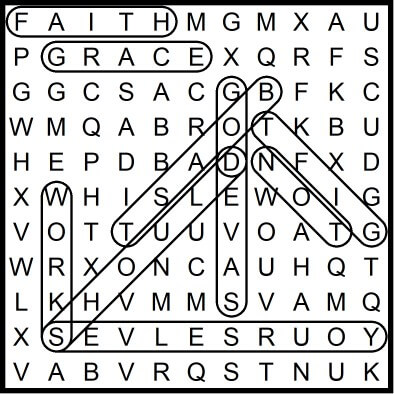 Bible Word Search Evphesians 2-8 and 9 January 2020