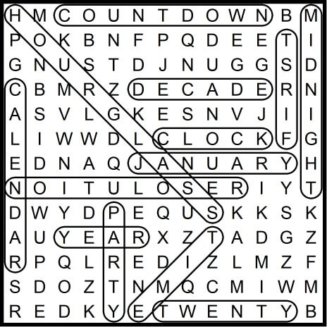 New Year 2020 Janurary Word Search Puzzle