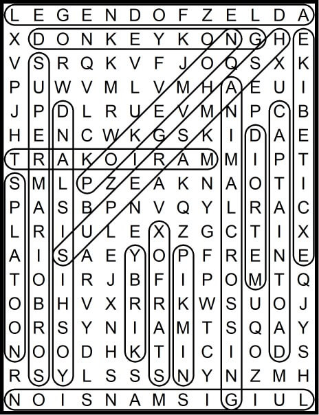 Nintendo Games Word Search January 2020