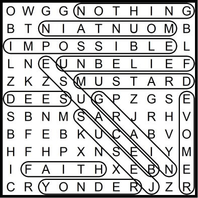 Bible Word Search Matthew 17-20 January 24 2020