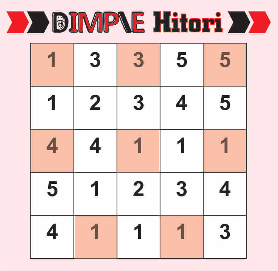 Dimple Hitori Solution January 25 2020