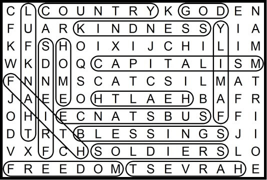 Golden thoughts word search front page November 2019