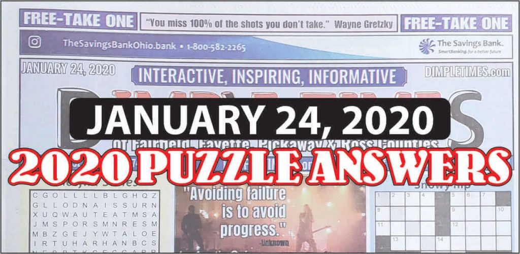 Puzzle Answers January 24 2020