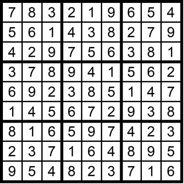 Very Easy Sudoku November 2019