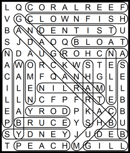 Finding Nemo Word Search September 25, 2020