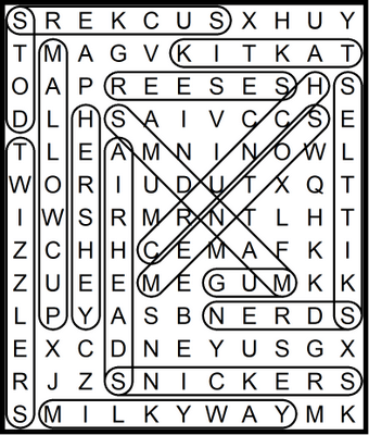 I Love Candy Word Search October 9, 2020