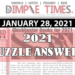 Puzzle Answers January 28, 2021