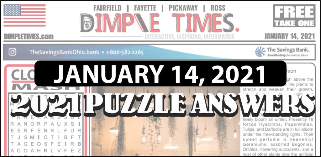 Puzzle Answers for February 14, 2021