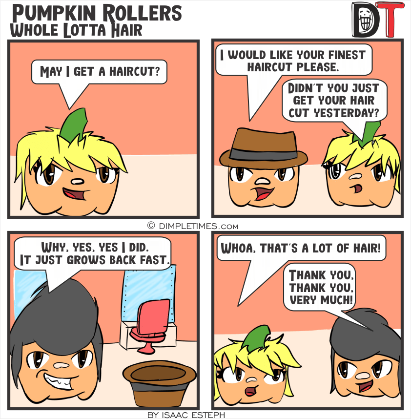 Pumpkin Roller Comic - whole lotta hair