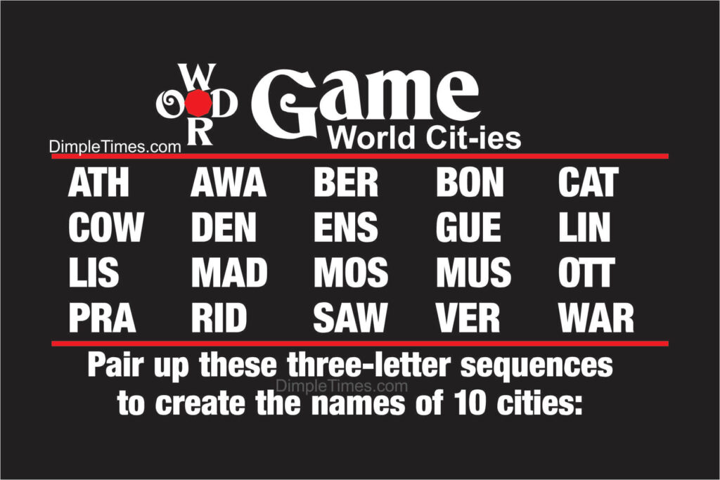 Word Game for World Cities
